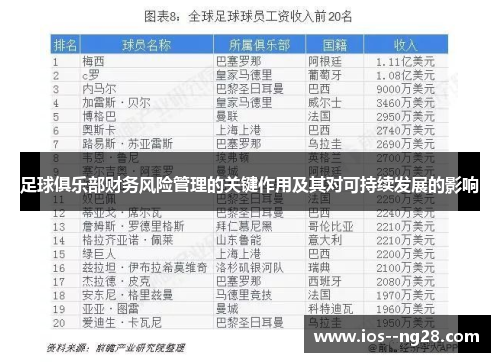 足球俱乐部财务风险管理的关键作用及其对可持续发展的影响